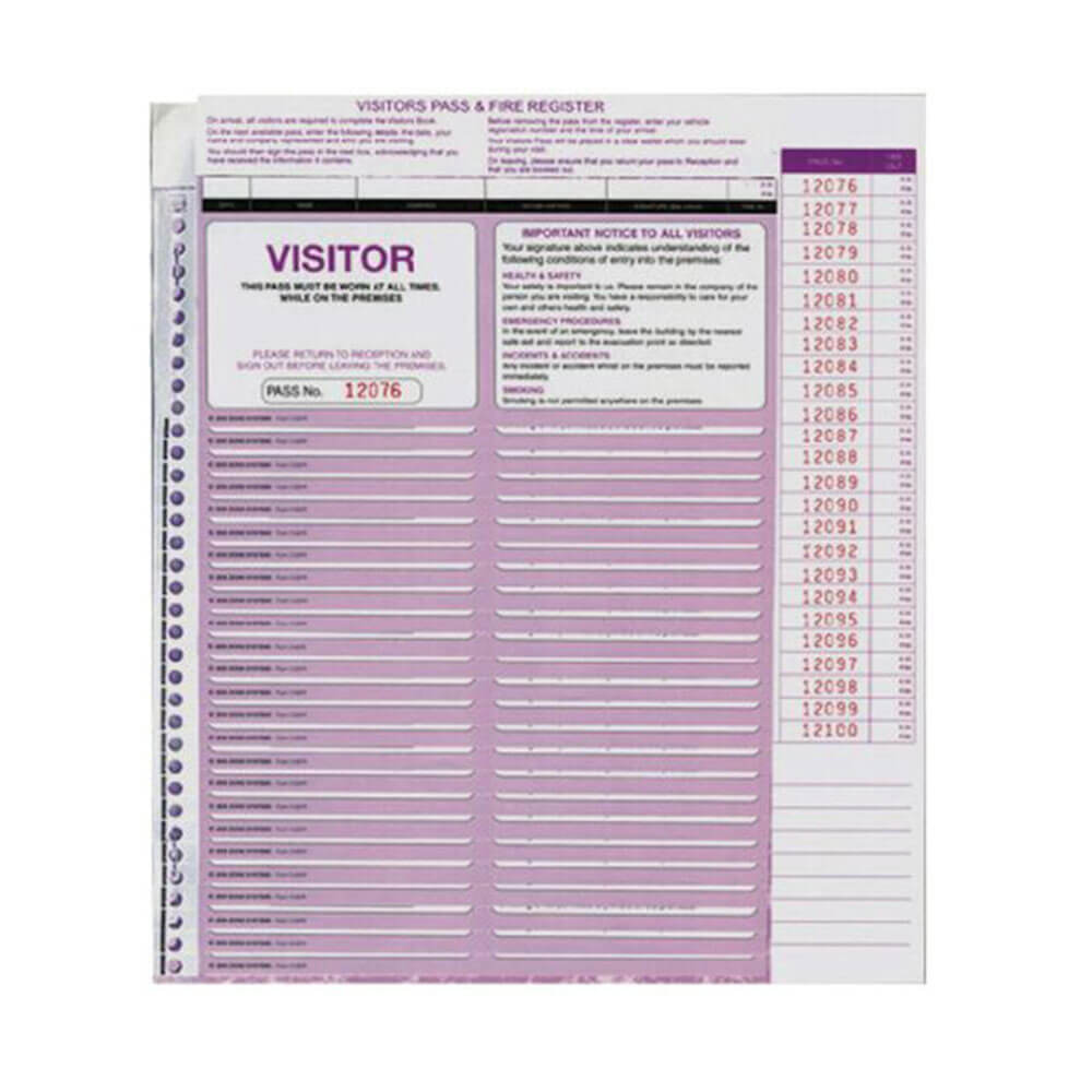 Zions Corporate Security and Fire Visitor Pass (250 slips)