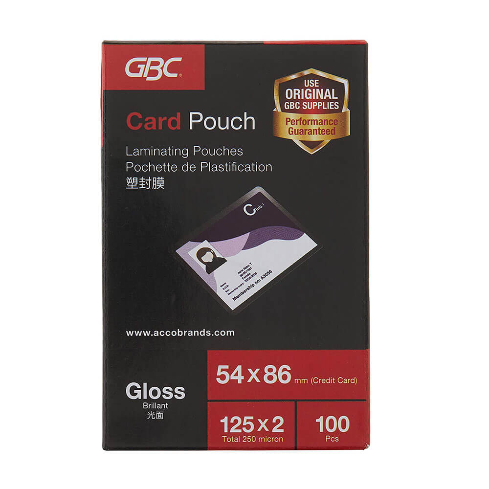 GBC Classic Card Laminating Pouches 125 micron 54x86mm 100pk