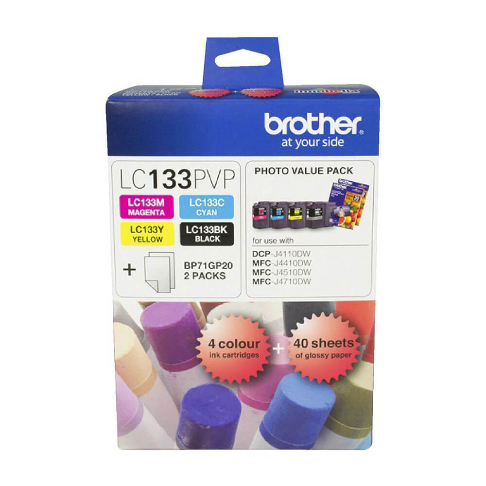 Brother Value Pack Inkjet with Photo Paper LC133 (C/M/Y/B)