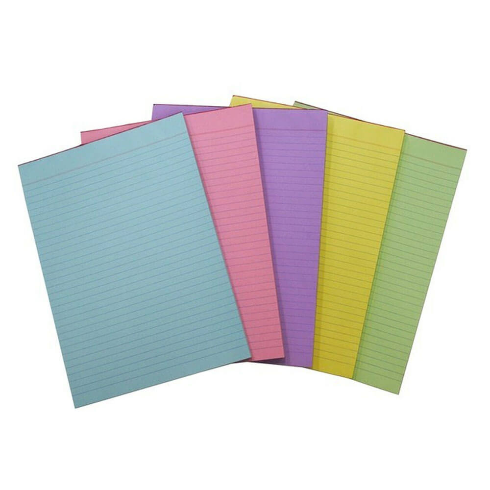 Quill Office Ruled Bond Pad A4 Assorted Colours (5pk)
