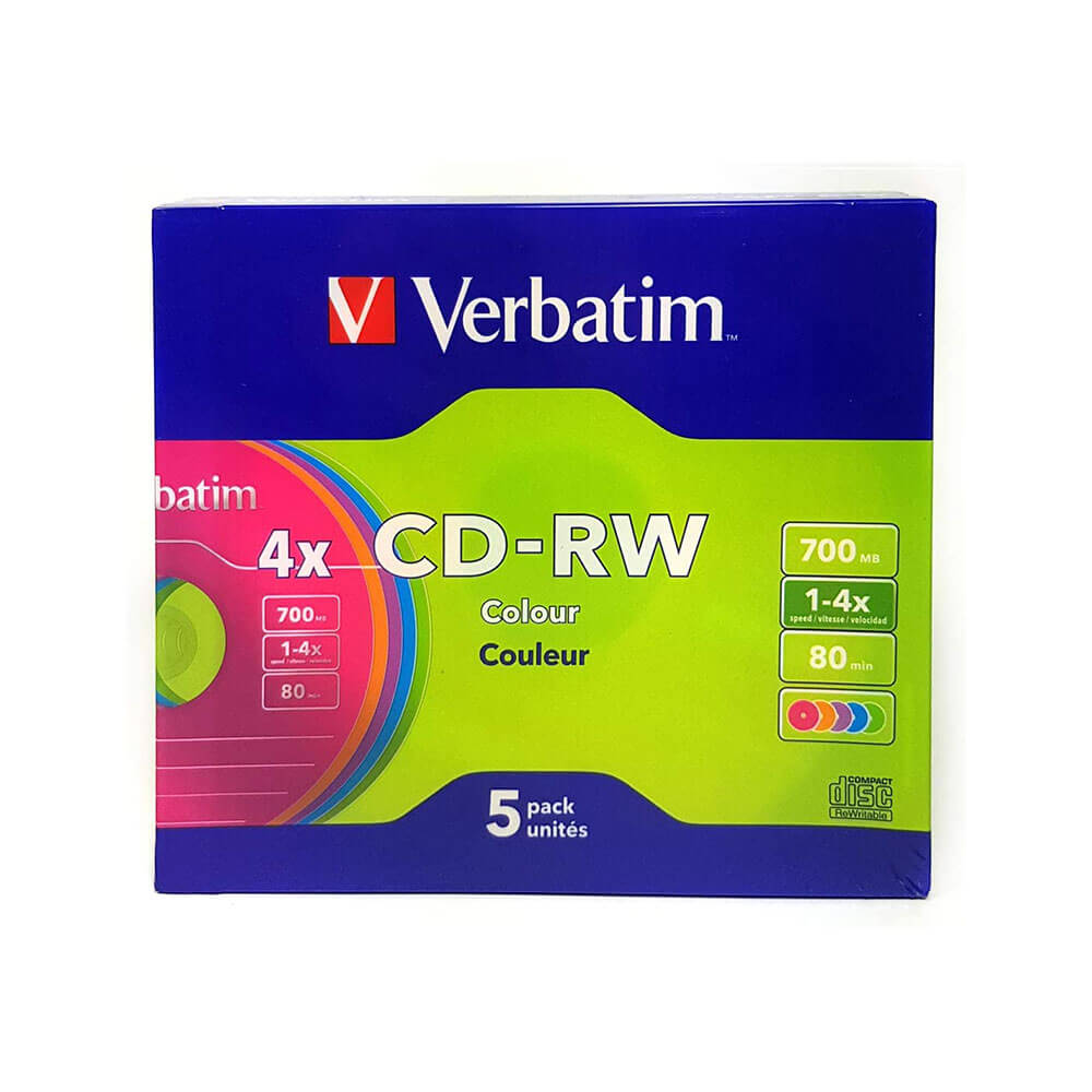 Verbatim CD-RW 80 min 4x Estuche delgado (paquete de 5)