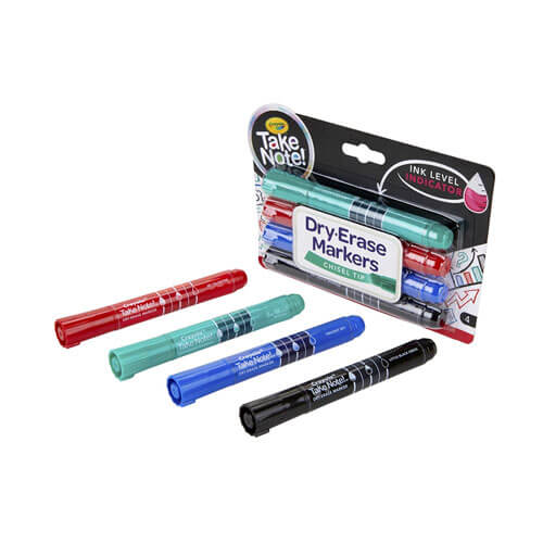 Crayola Take Note Chisel Tip Whiteboard Marker Assorted 4pk