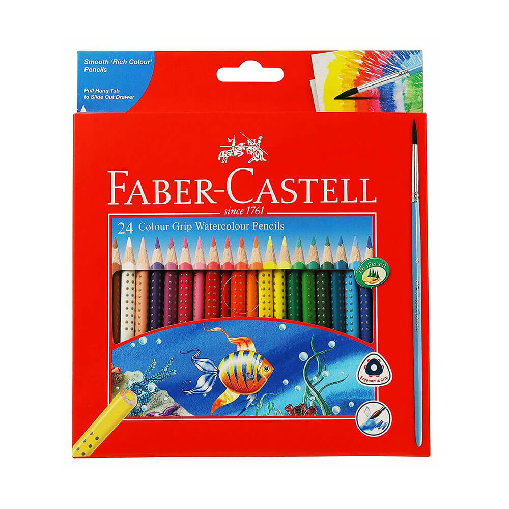 Faber-Castell Grip Watercolour Pencils with Brush (24pk)