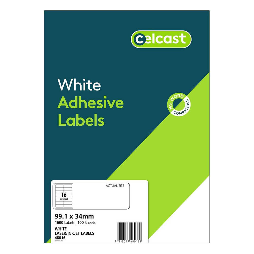  Celcast Laser-/Inkjet-Etiketten, Weiß (100 Stück)