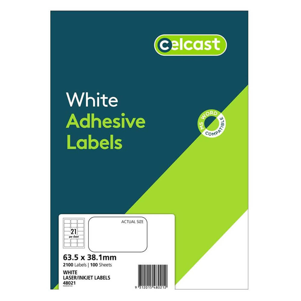  Celcast Laser-/Inkjet-Etiketten, Weiß (100 Stück)