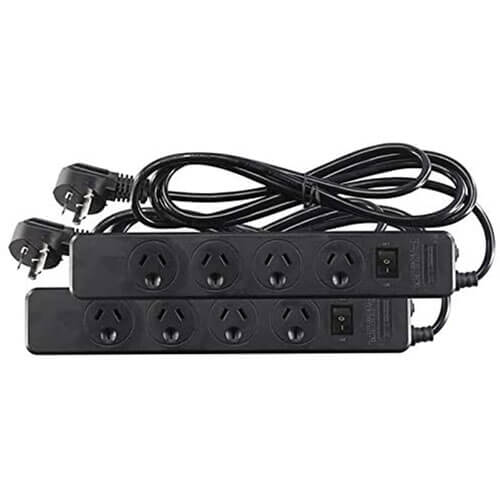 Jackson Industries 4 Outlet Powerboard Black (Twin Pack)