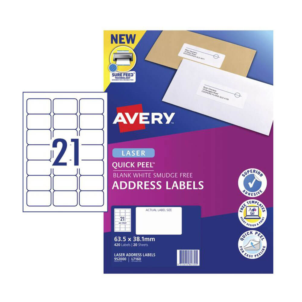 Label Avery Laser Retail Pack (20pk)