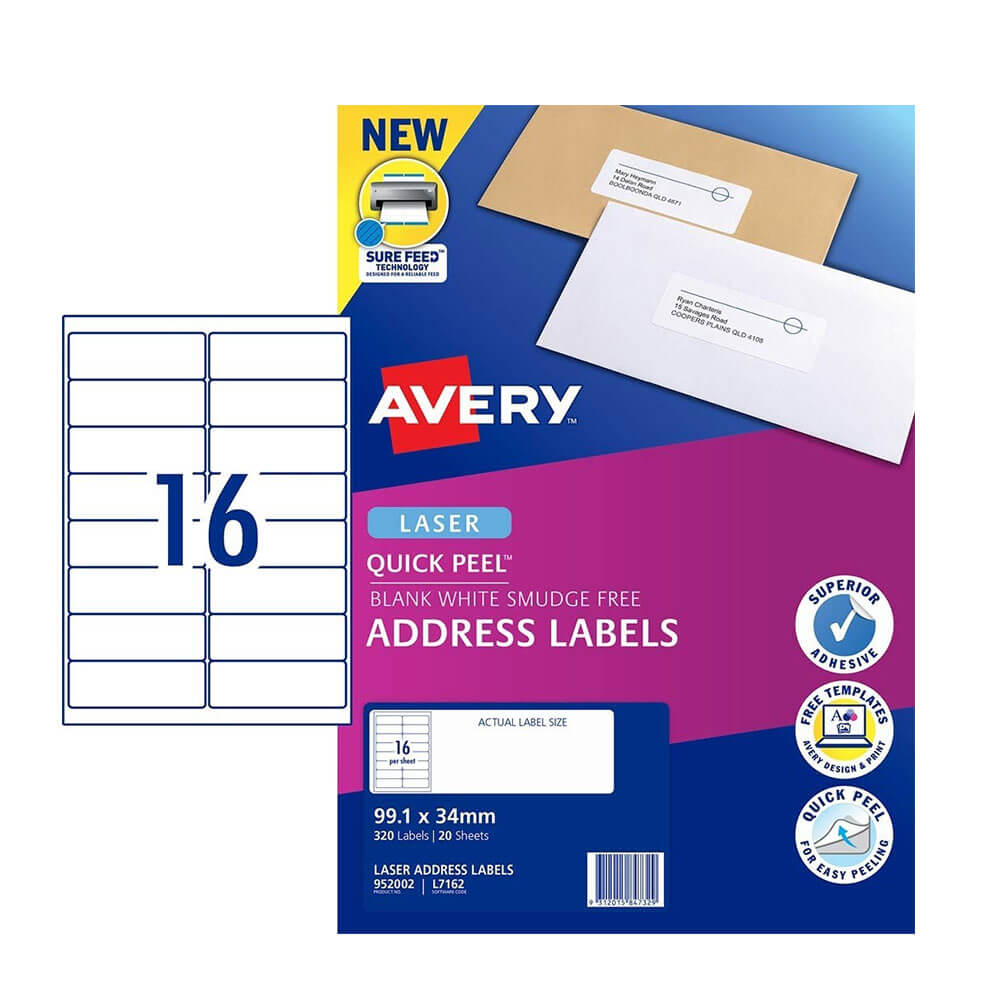 Label Avery Laser Retail Pack (20pk)