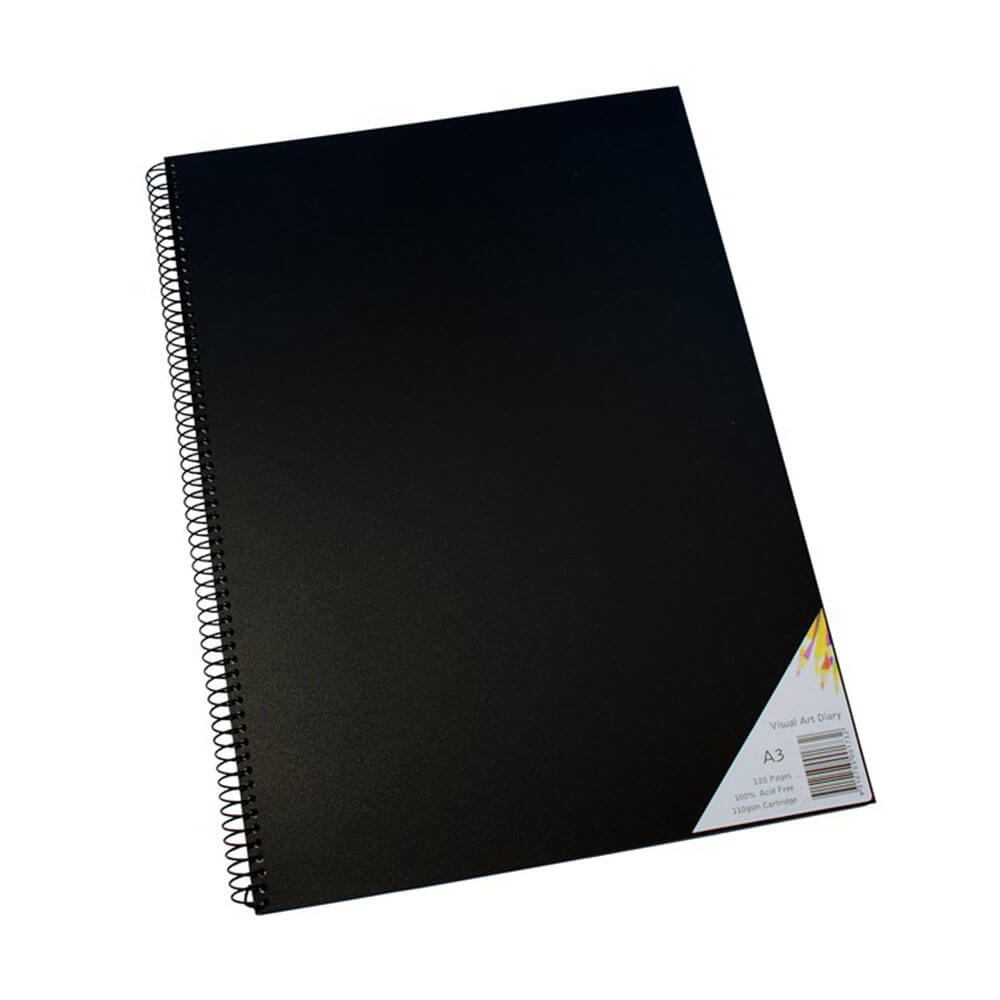 Quill Spiral Visual Art Diary Black Cover A3 (60 leaves)