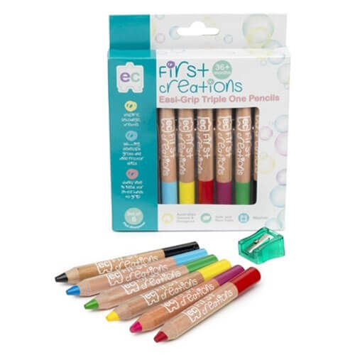 EC First Creations Easi-Grip Wooden Pencils 6pk (Assorted)