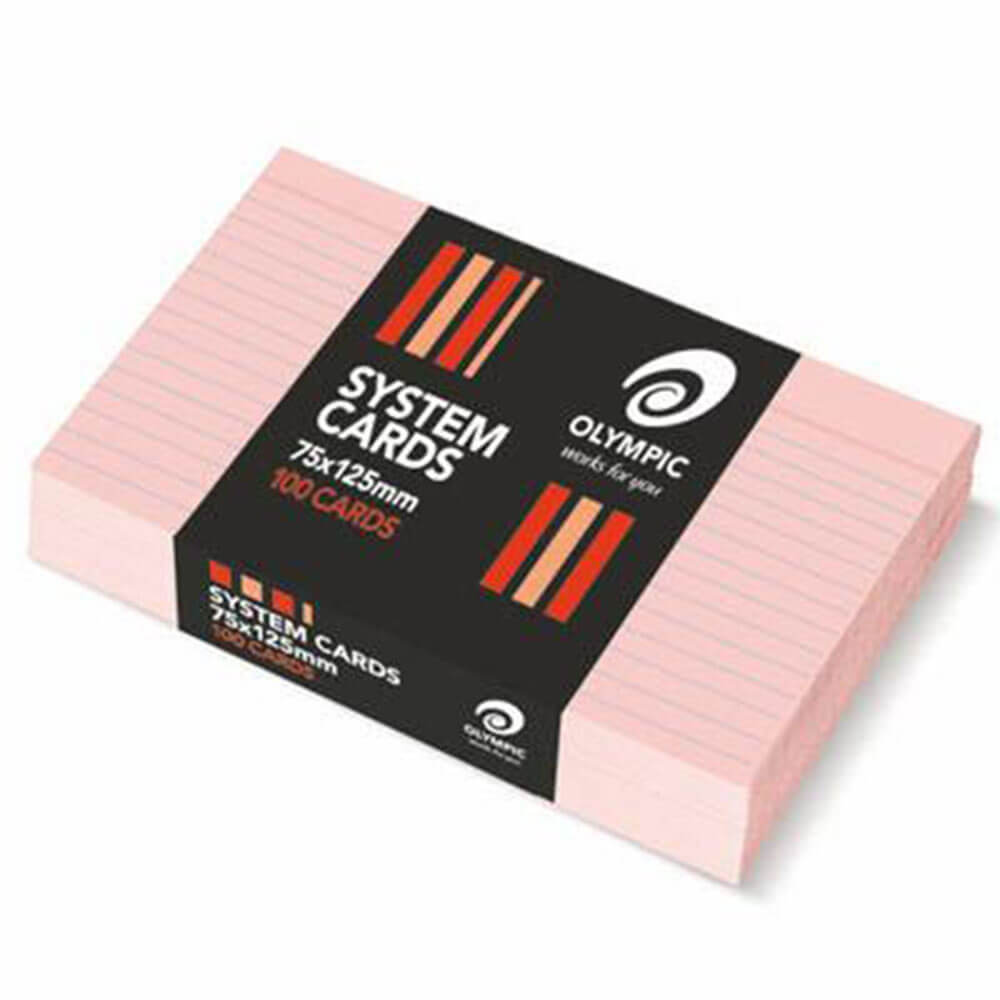 Olympic Ruled System Cards 75x125mm (100pk)