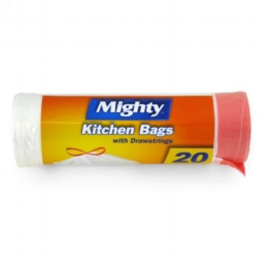 Mighty Kitchen Bags White & Pink Drawstring 40L (20pcs)