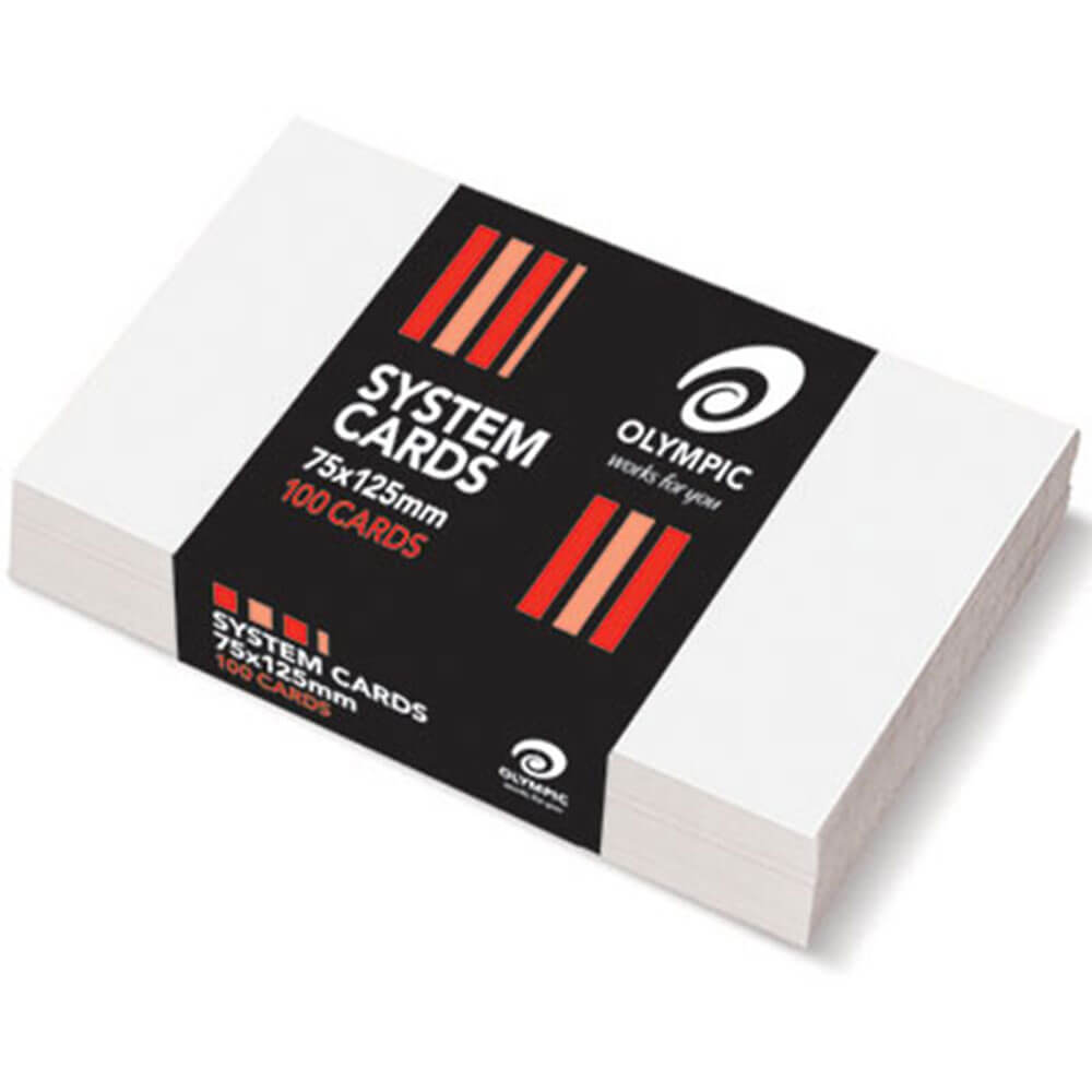 Olympic Plain System Cards 100pk 75x125mm (White)