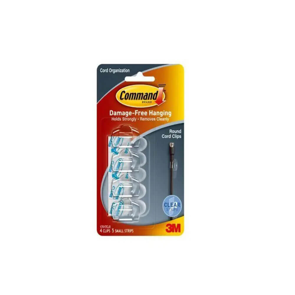 Command Self-Adhesive Round Cord Clips 4pk (Clear)