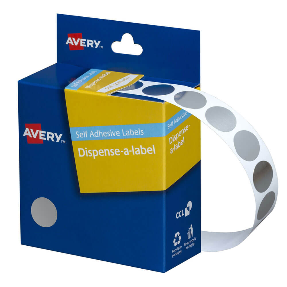 Avery Self-Adhesive Dot Labels 500pcs 14mm (Silver)