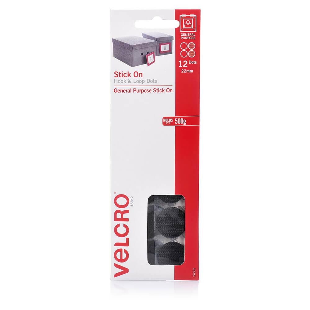 Velcro Stick On Hook & Loop Dots 22mm (12pk)