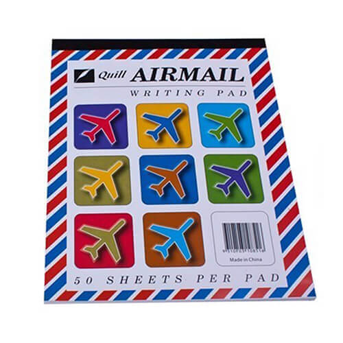 Quill airmail styret skriveblok (50 ark)