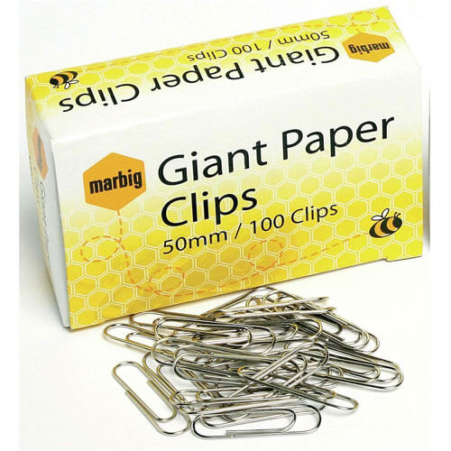 Marbig Giant Paper Clips 50mm (100/box)