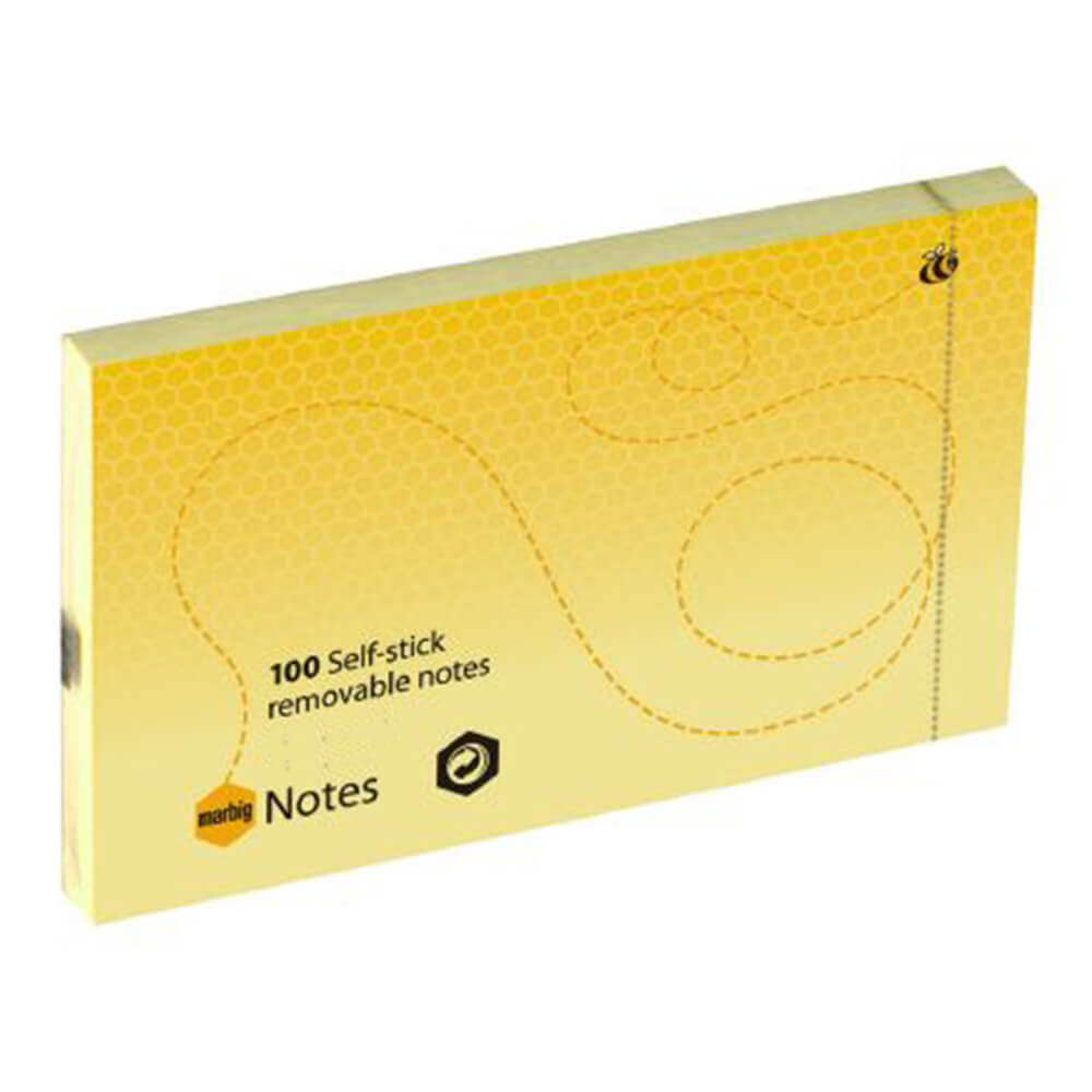 Marbig Self-stick Removable Notes 76x125mm Yellow (12 pads)