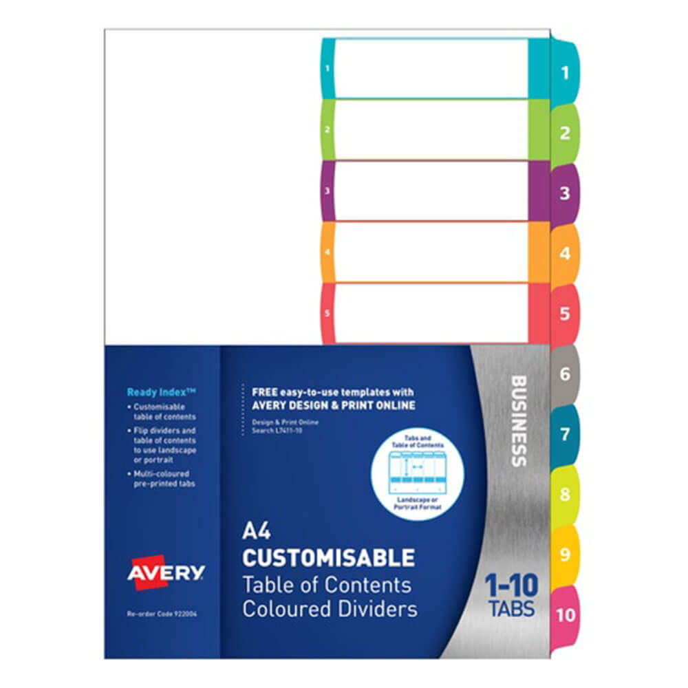Avery Customisable Ready Index Dividers (A4)
