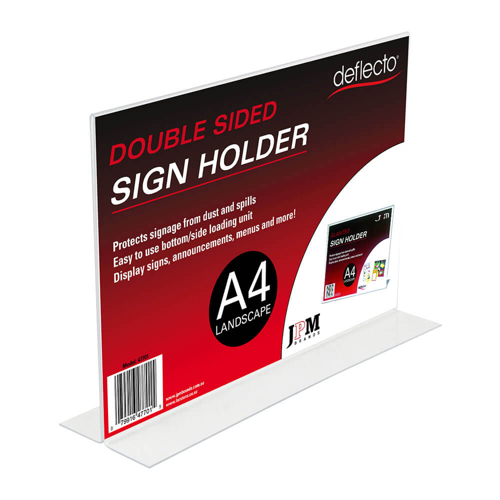 Deflecto Landscape Double Sided Stand Up Sign Holder (A4)