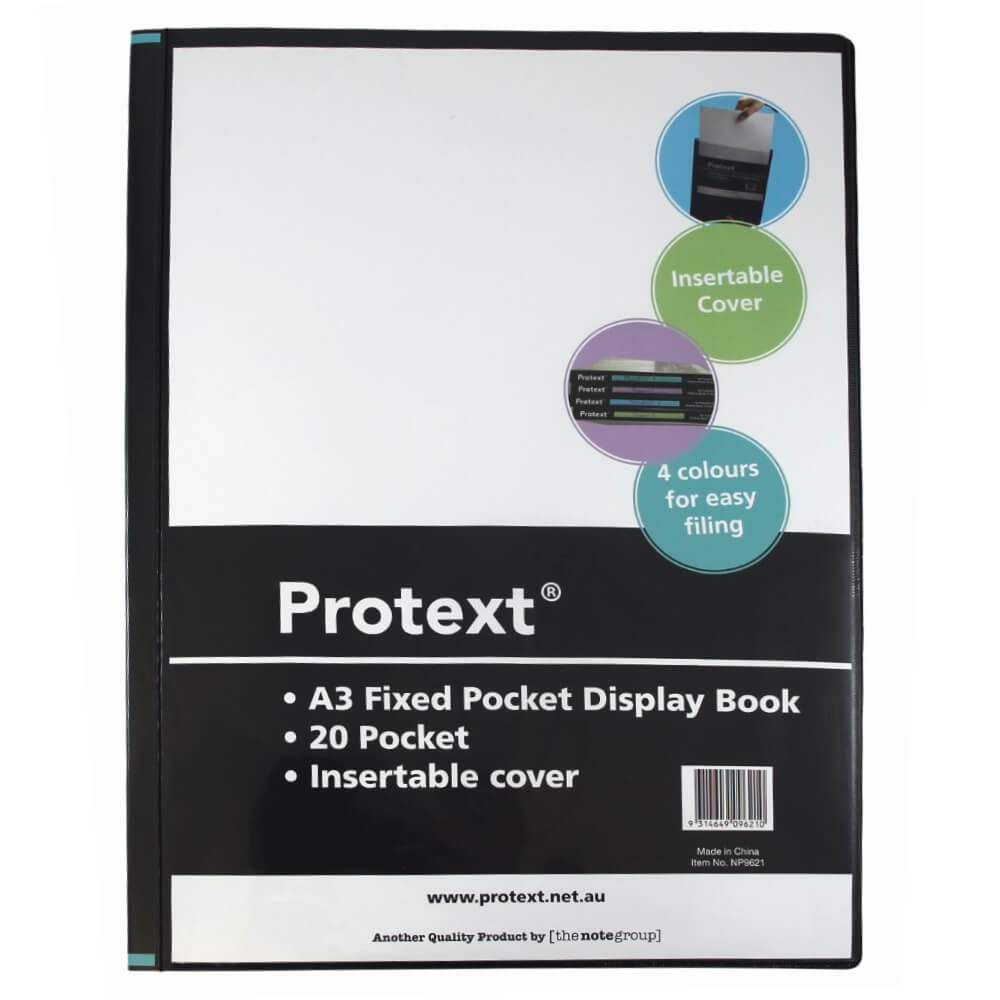 Protext Insert Cover Display Book 20 pocket A3 (Black)