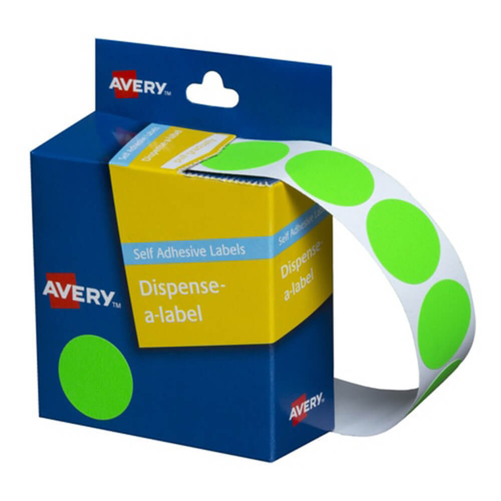 Avery Self-Adhesive Dot Labels 350pcs 24mm (Fluoro Green)