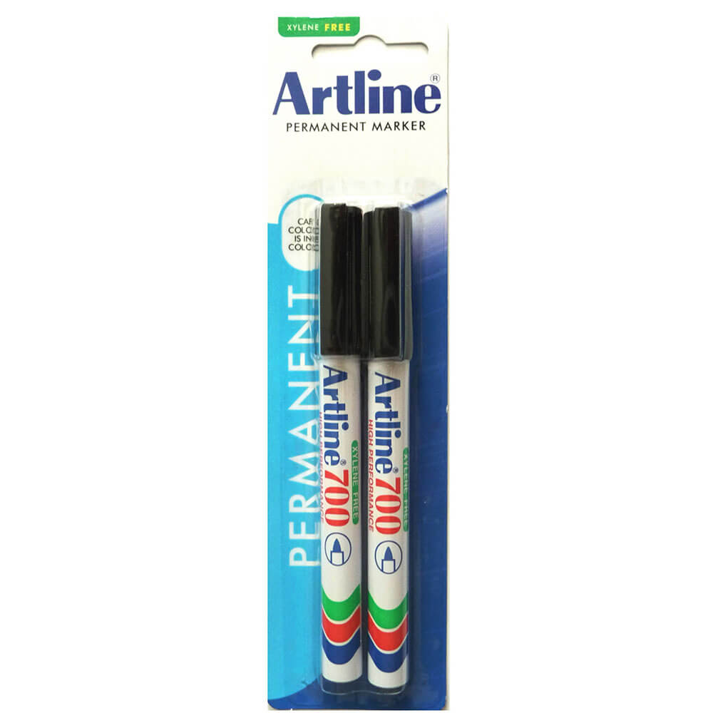Artline High Performance Permanent Markers 2pk (Black)