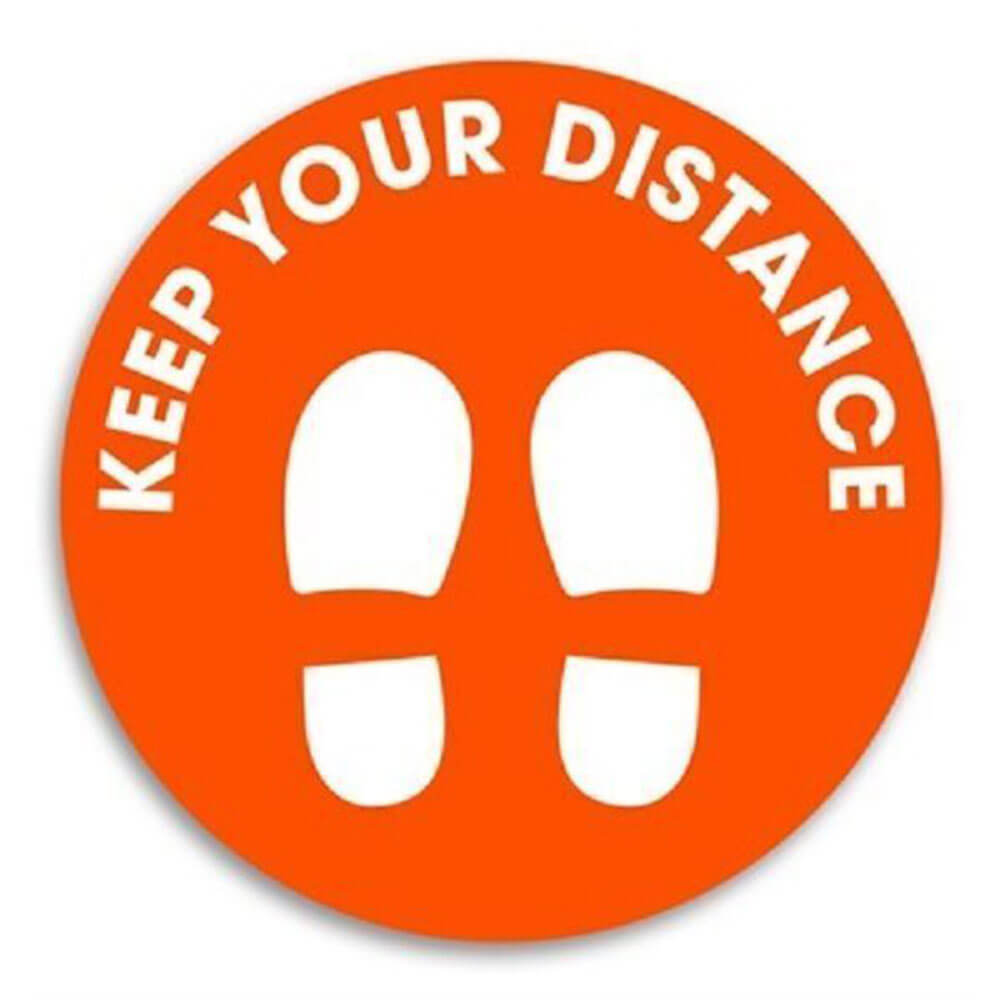 Durus Keep Your Distance Outdoor Floor Decal 250mm (Orange)