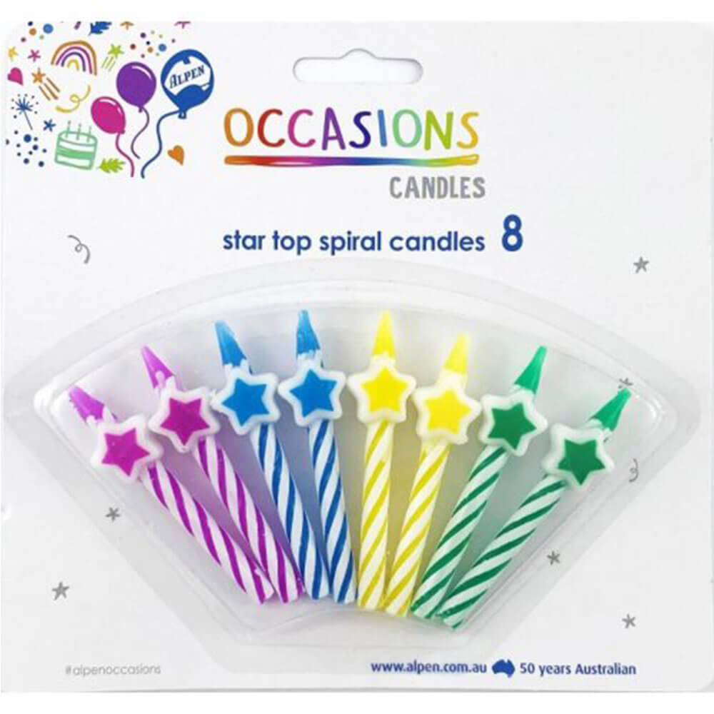 Alpen Star Top Spiral Candles (8pk)