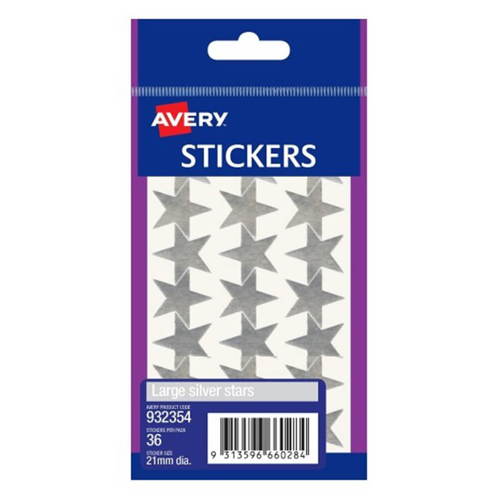 Avery F/P Silver Stars Label (Pack of 10)