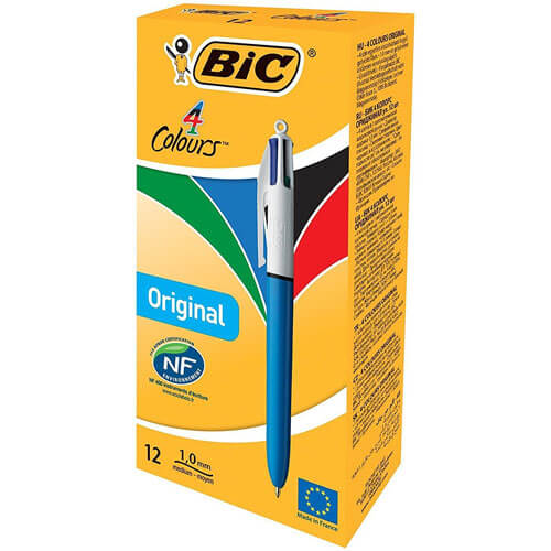 Bic 4 Colour Retractable Medium Pen (Box of 12)