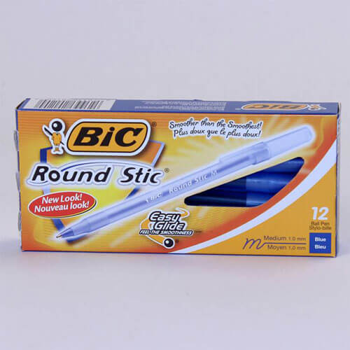 Bic Round Stic Medium Point Pens (Box of 12)