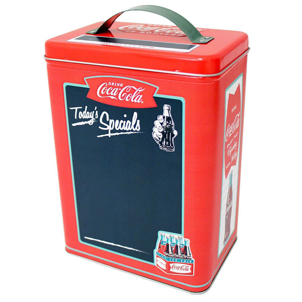 Coke Tall Chalkboard Surface Rectangle Tin with handle