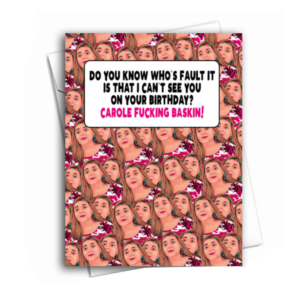 Filthy Sentiments TK Carole Baskin Can't See You Card