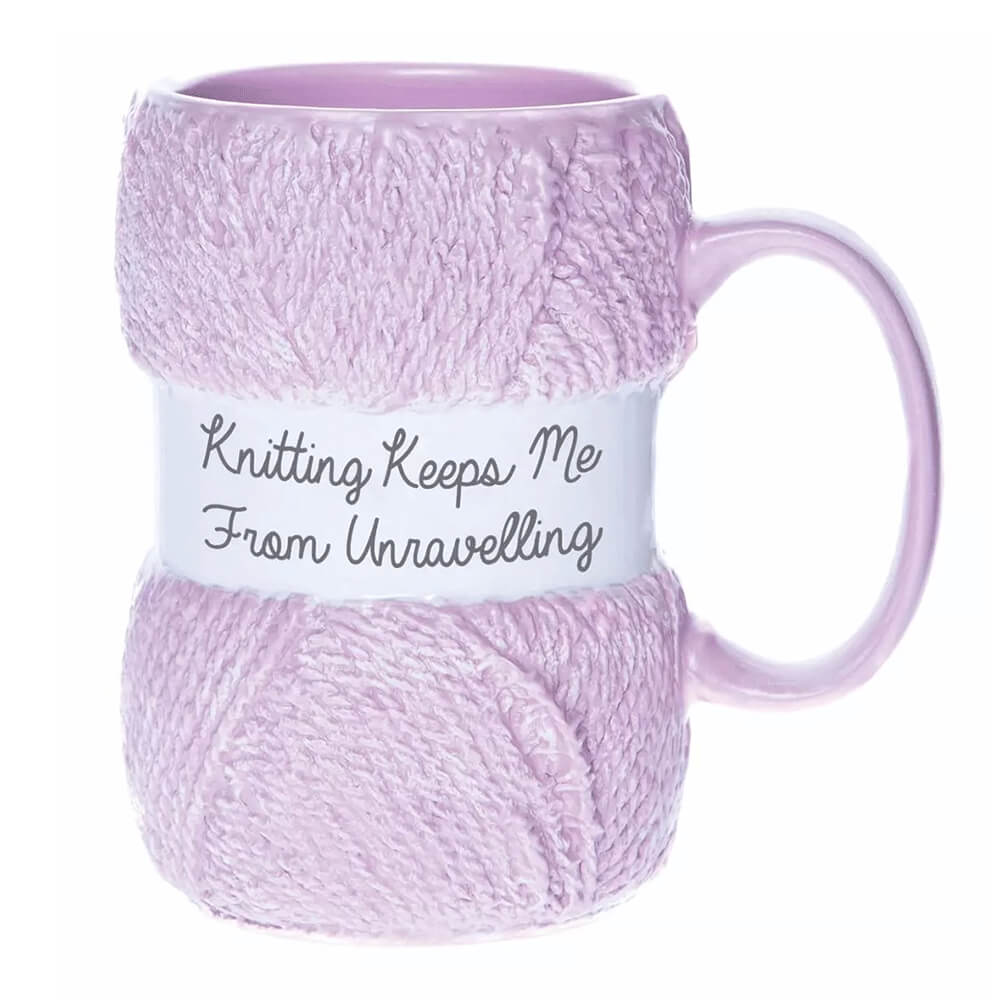 Knitting Keeps Me from Unravelling Knitting Yarn Mug