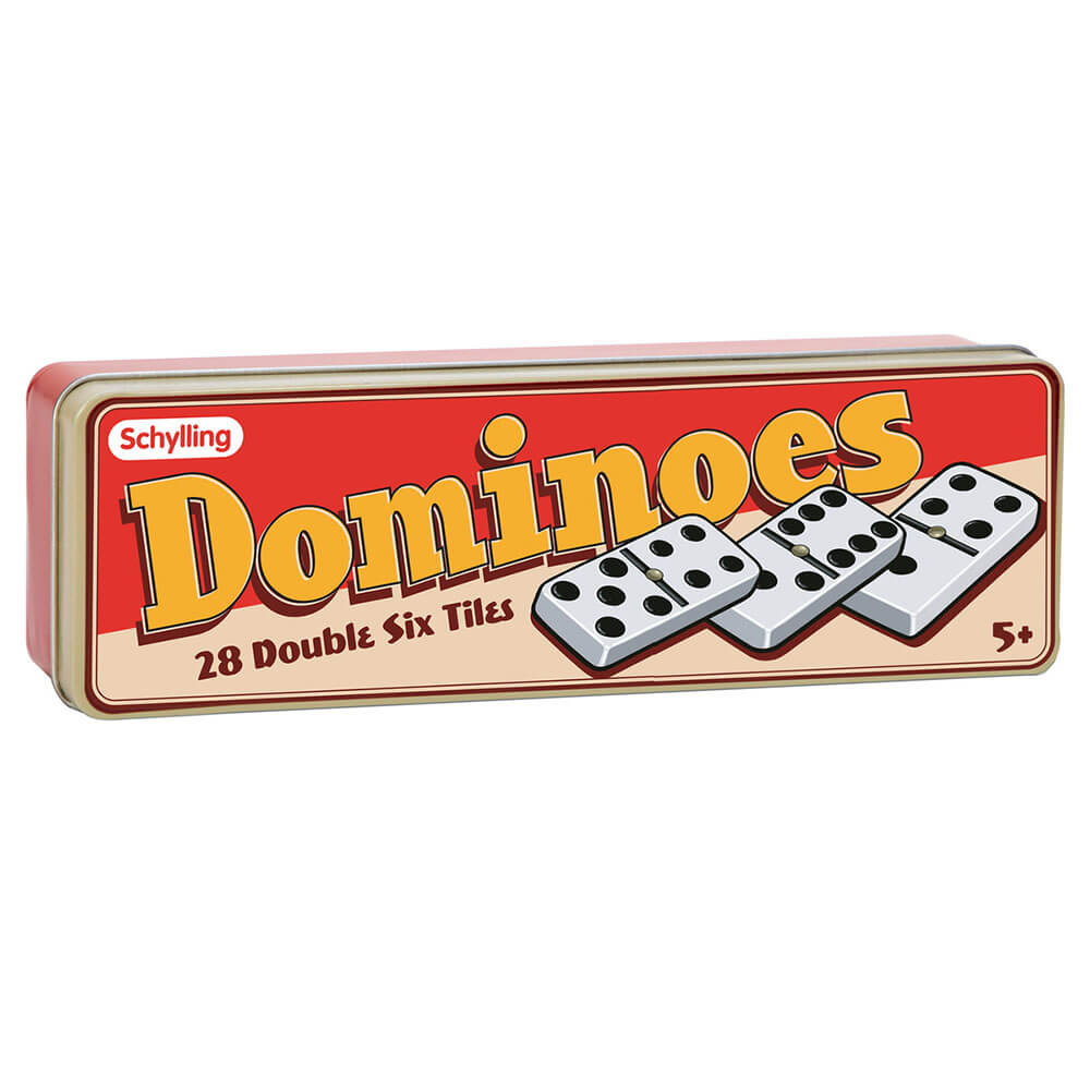 Dominos Schylling dans une boîte en fer blanc